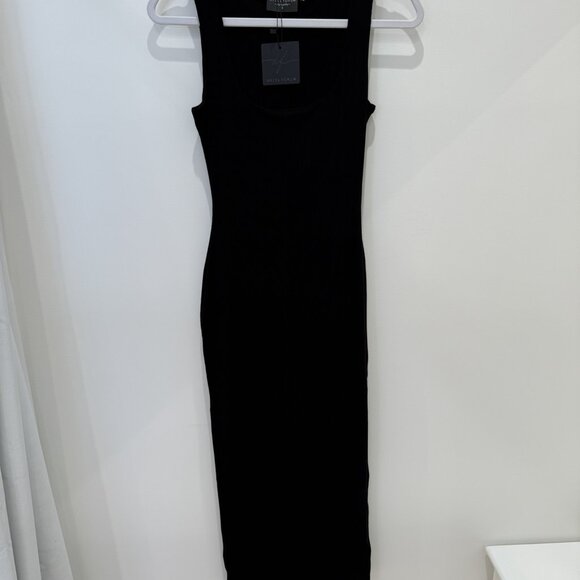 Square Neck Ribbed Knit Midi Dress - Picture 4 of 7